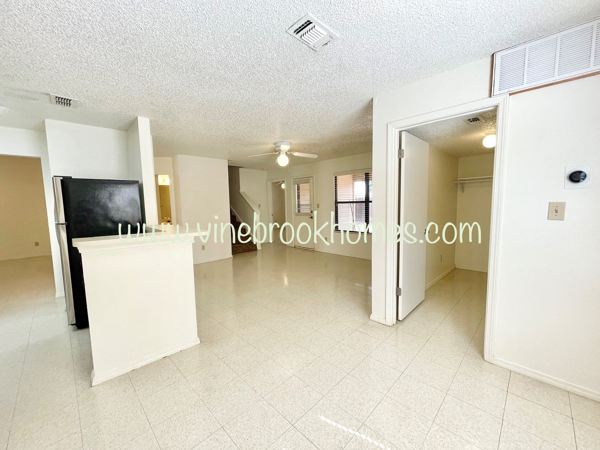 two bedroom apartment with a kitchen and a living room