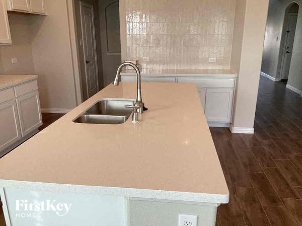 a kitchen with a sink and a counter top