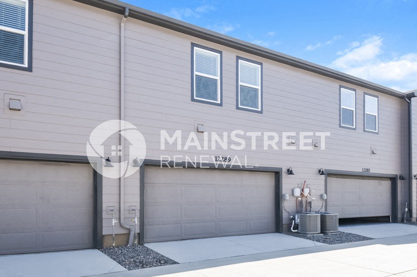 a garage door on the side of a building