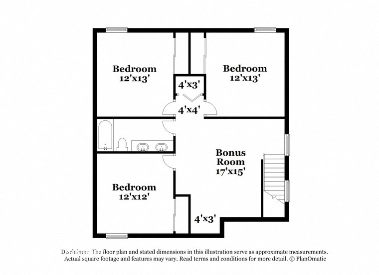 a floor plan of a house with a bedroom and a bonus room