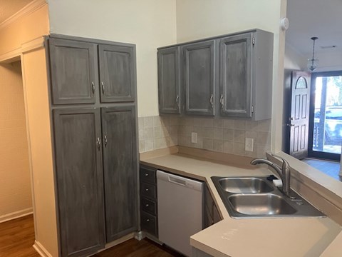 A kitchen with a dishwasher and a sink.