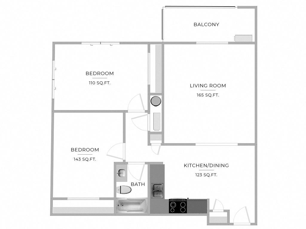 2 Bed/1 Bath-B1