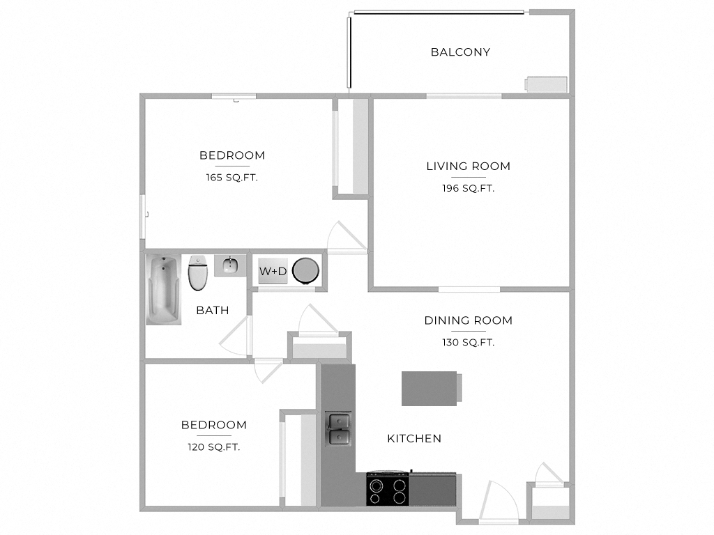 2 Bed/1 Bath-B3