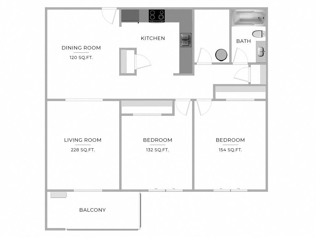 2 Bed/1 Bath-B5
