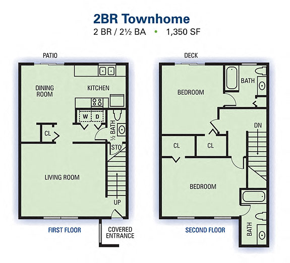 Two Bedroom/Two & a Half Bathroom Townhome
