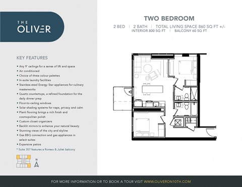 a floor plan for a two bedroom apartment
