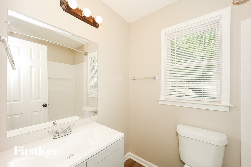 a bathroom with a toilet and a sink and a mirror