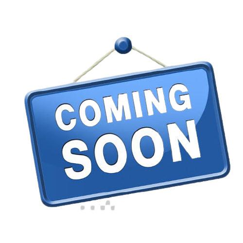a blue coming soon sign on a black background