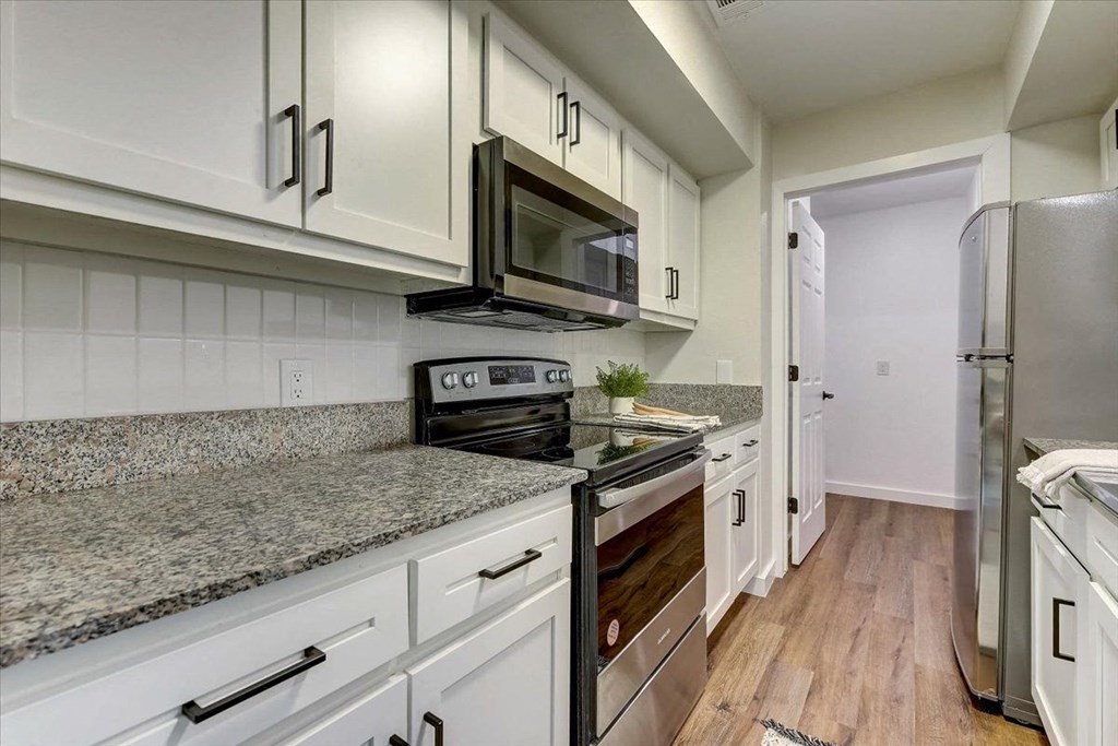 Kitchen appliances at The Alista Apartments, Dallas, Texas