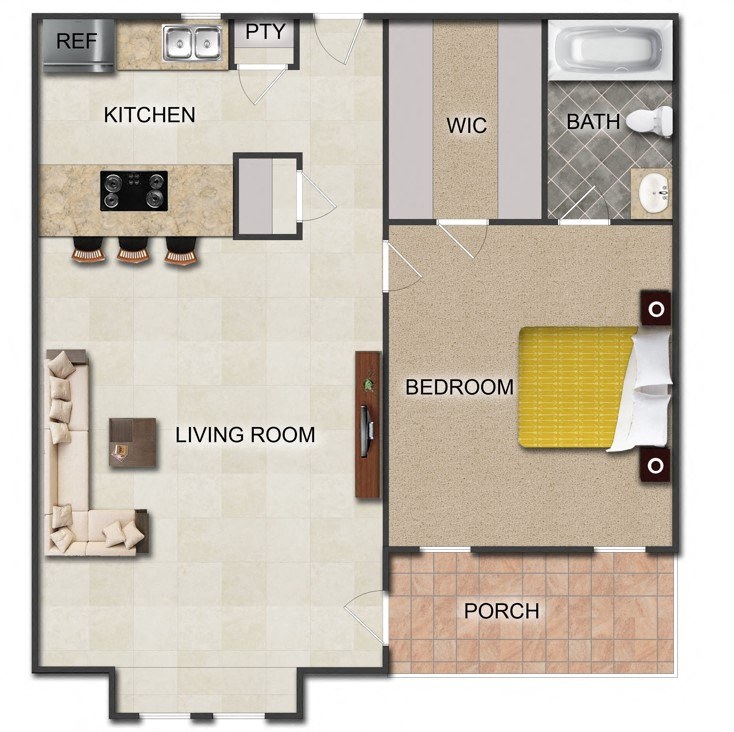 1 bed 1 bath at The Alista Apartments, Dallas, TX, 75238