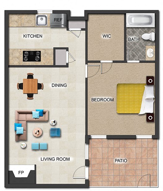 1 bed 1 bath A at The Alista Apartments, Dallas, TX