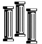 three columns in a row with the letter u in the middle
