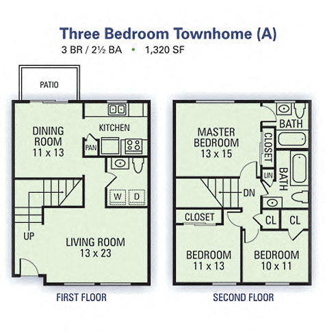Three Bedroom/ Two and a Half Bathroom