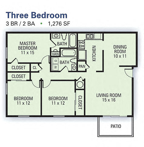 Three Bedroom/ Two Bathroom