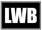 A black and white image of a logo with the letters LWB.