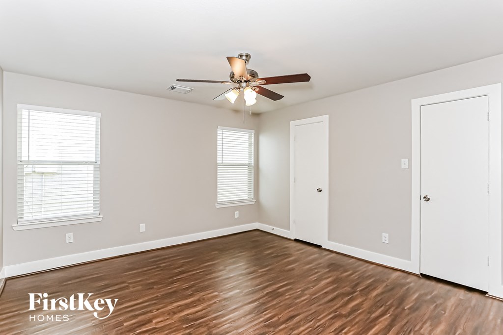 the living room is clean and ready to move in