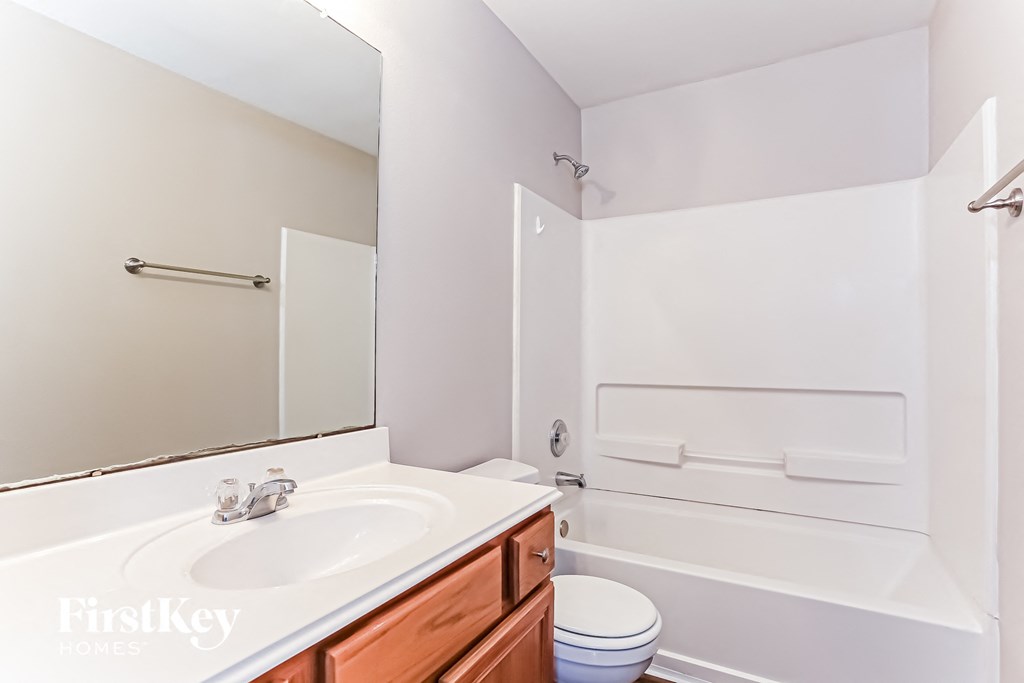 a bathroom with a sink and a toilet and a bath tub