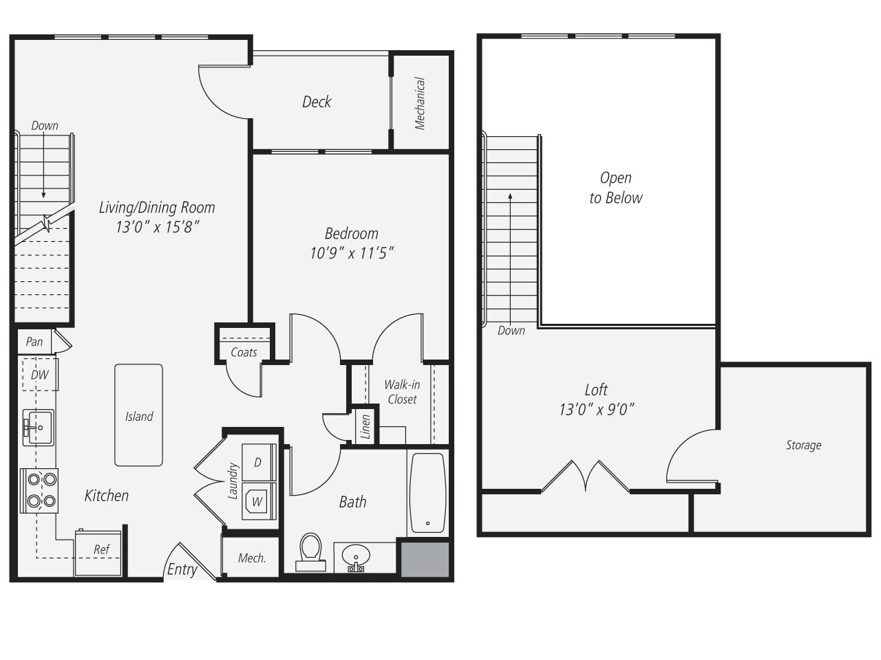 1 Bed/1 Bath Loft-A2L