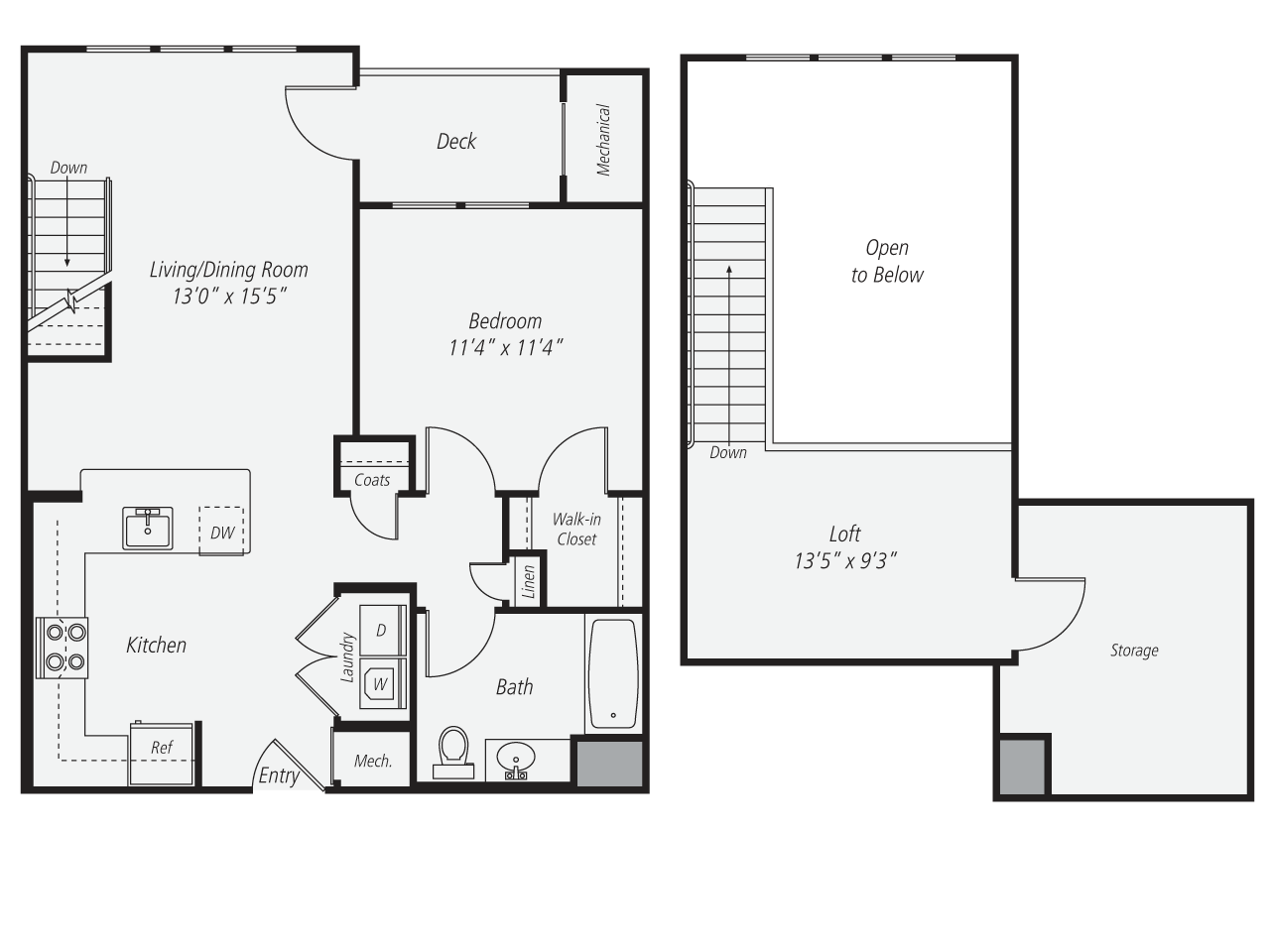 1 Bed/1 Bath Loft-A3L
