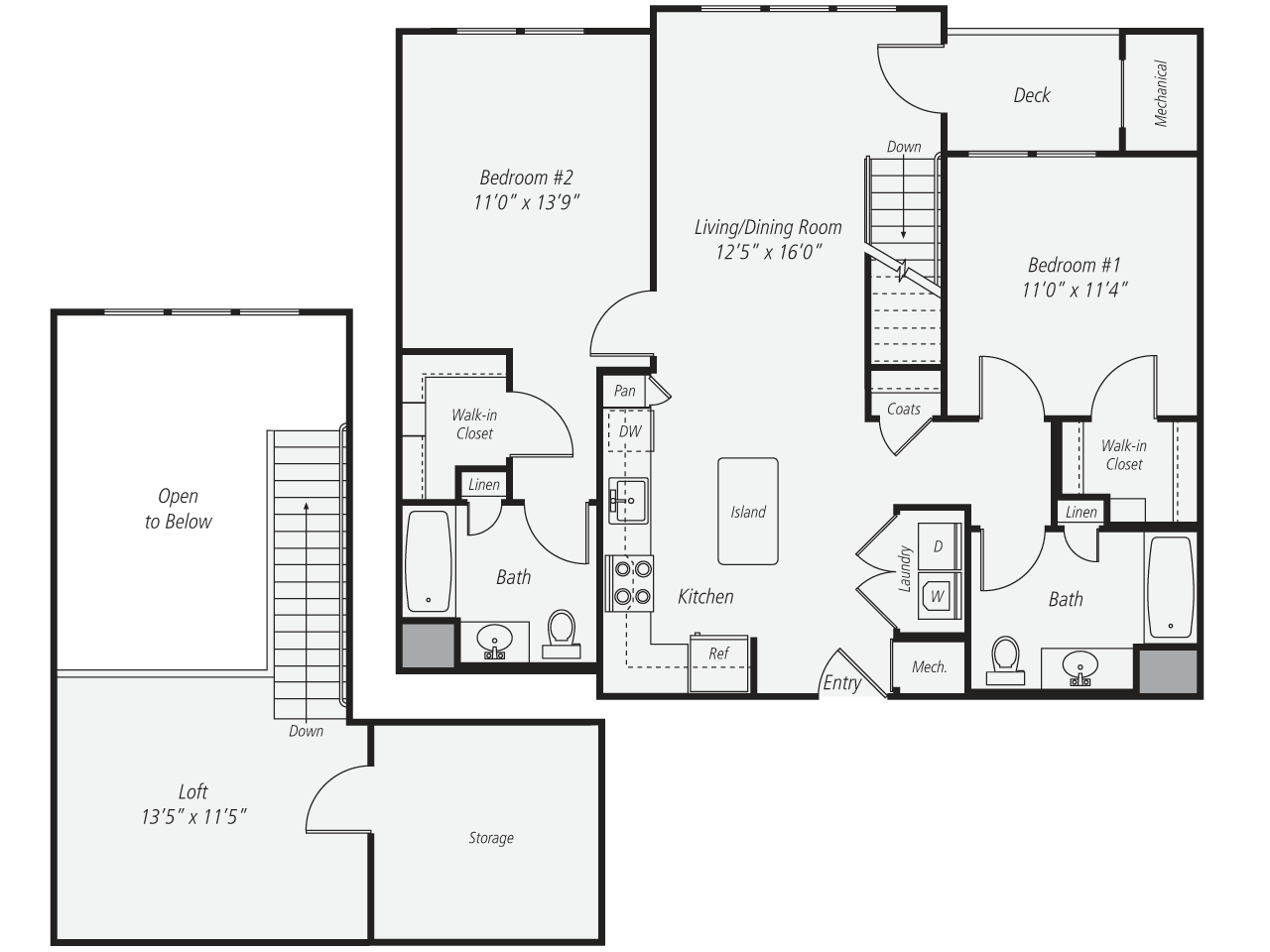 2 Bed/2 Bath Loft-B2L