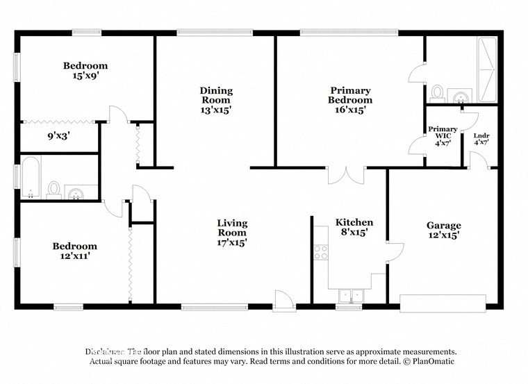 this floor plan is an approximation of the floor plan for a 1 bedroom apartment