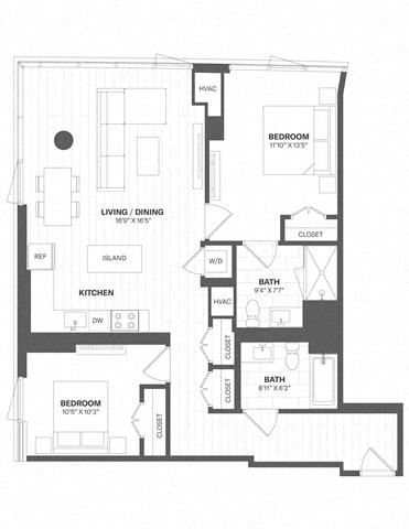 2 Bed/2 Bath-b51