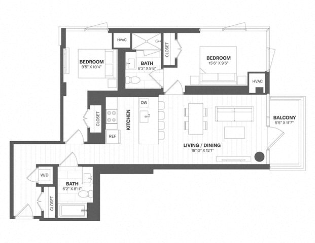 2 Bed/2 Bath-b37
