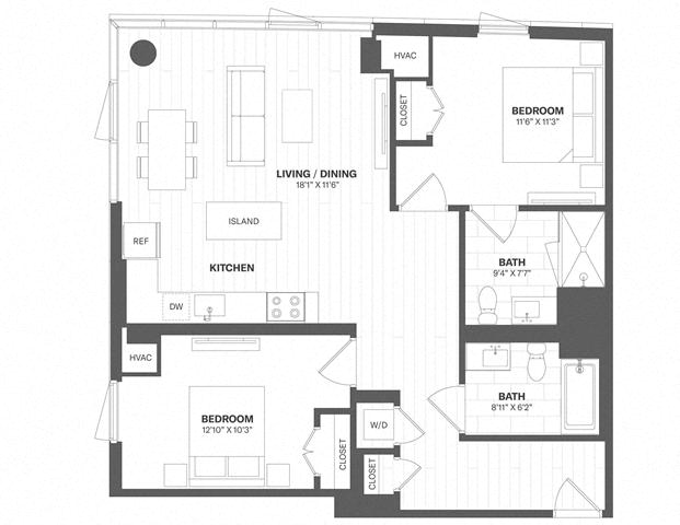 2 Bed/2 Bath-b40