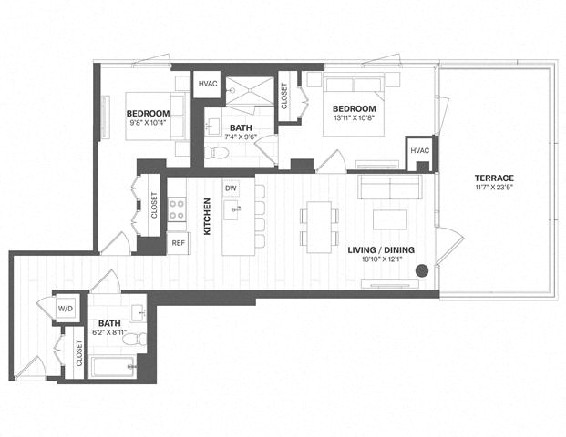 2 Bed/2 Bath-b35