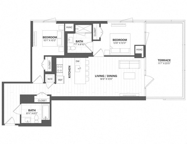 2 Bed/2 Bath-b34