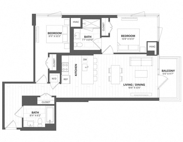 2 Bed/2 Bath-b32