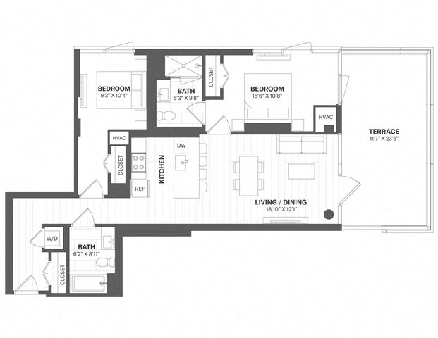 2 Bed/2 Bath-b33