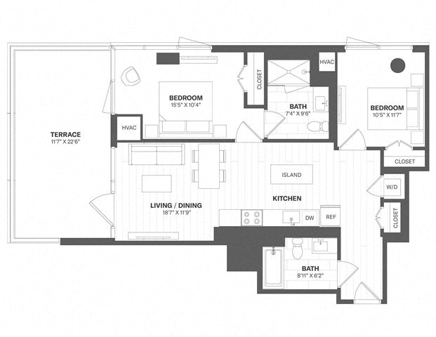 2 Bed/2 Bath-b20