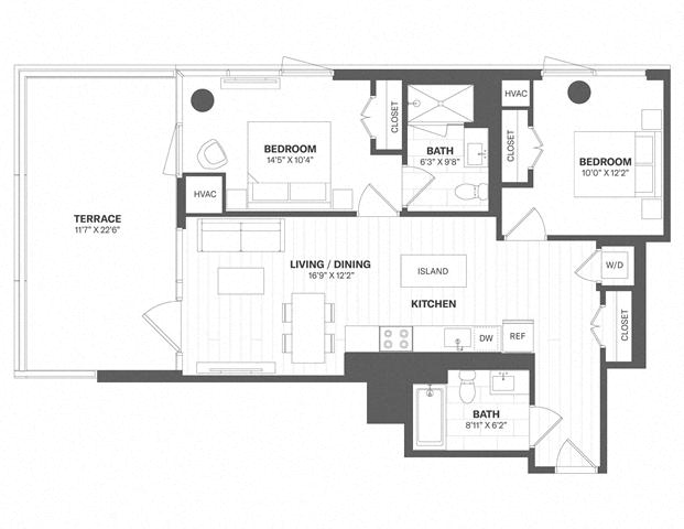 2 Bed/2 Bath-b18