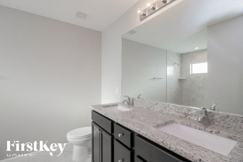 a bathroom with a sink and a toilet and a mirror