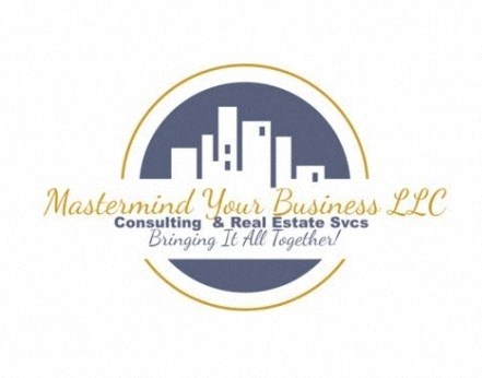 A logo for Mastermind Your Business LLC featuring a city skyline silhouette.