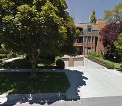 A tree is in front of a building.