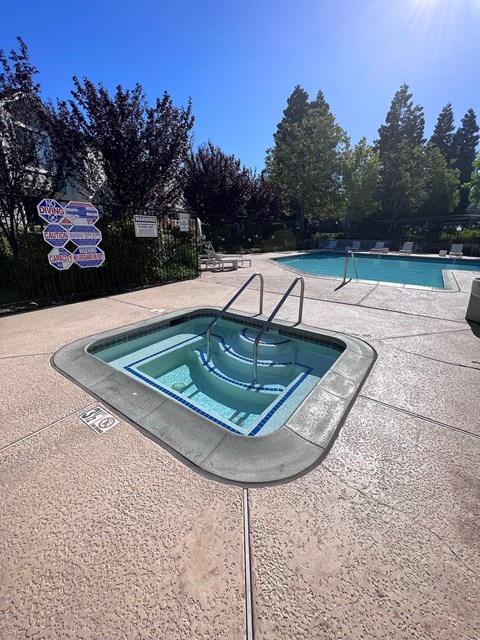 A small pool with a diving board.