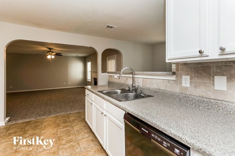A kitchen with a sink and a dishwasher.