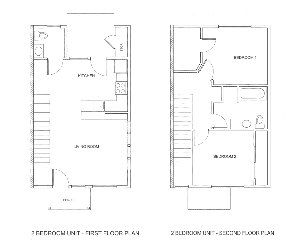 2 Bedroom Floorplans