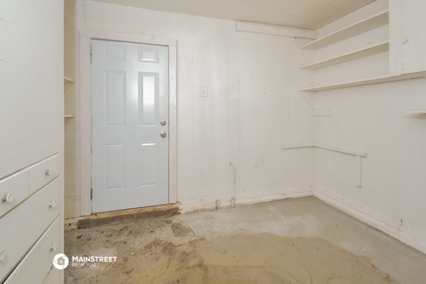 a room with white walls and a white door