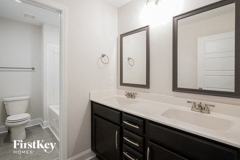 a bathroom with a sink and a mirror and a toilet