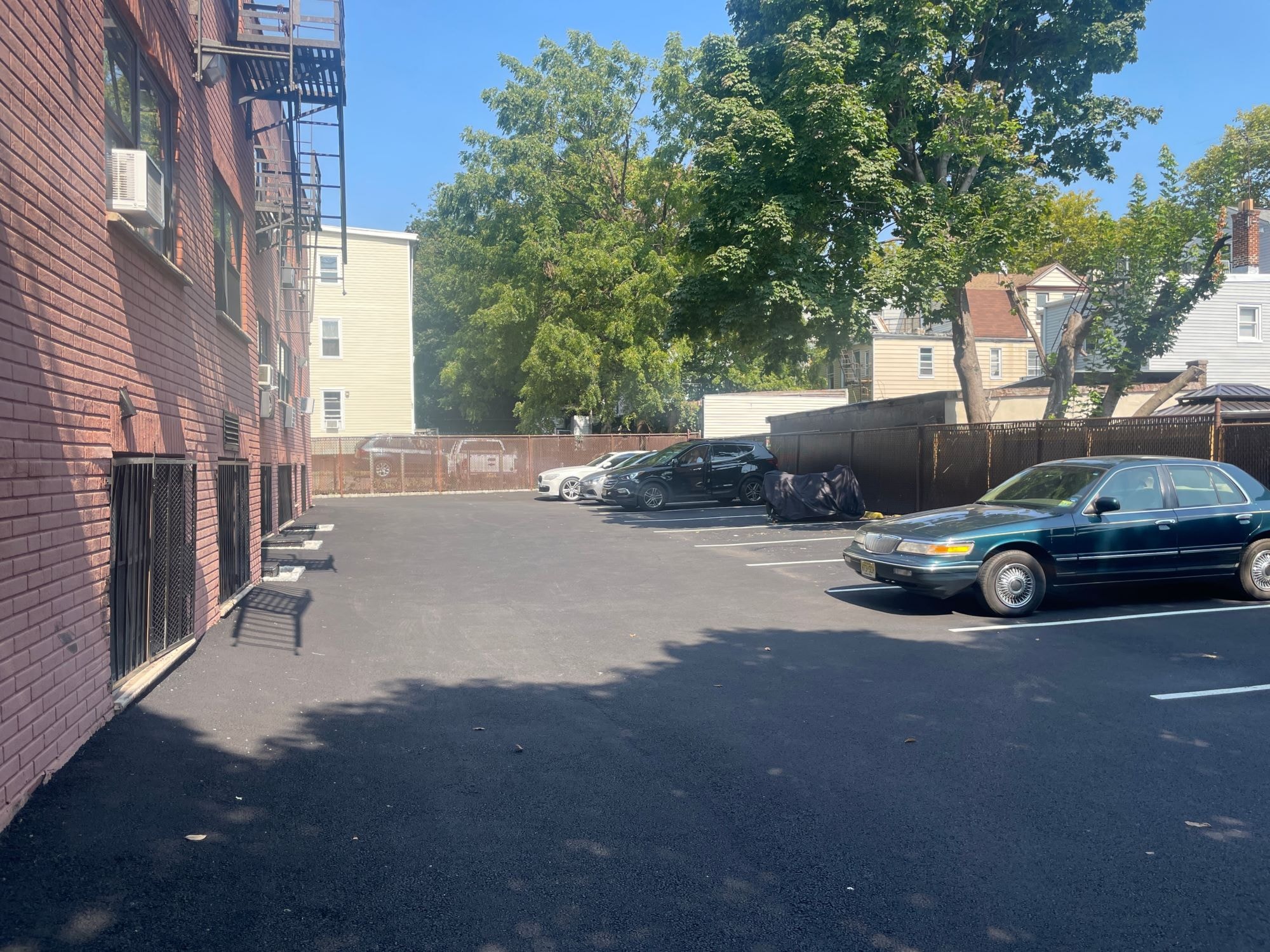 A car is parked in a parking lot.