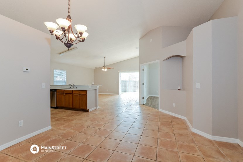 the kitchen and living room are spacious and open to the living room and dining room