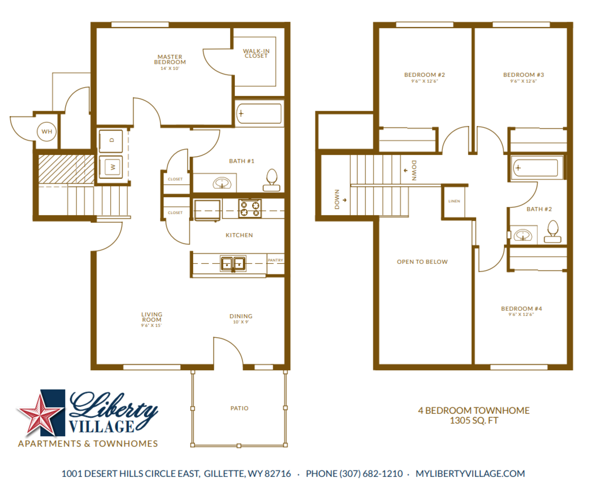 Liberty Village Apartments and Townhomes Four Bedroom Townhome Floor Plan