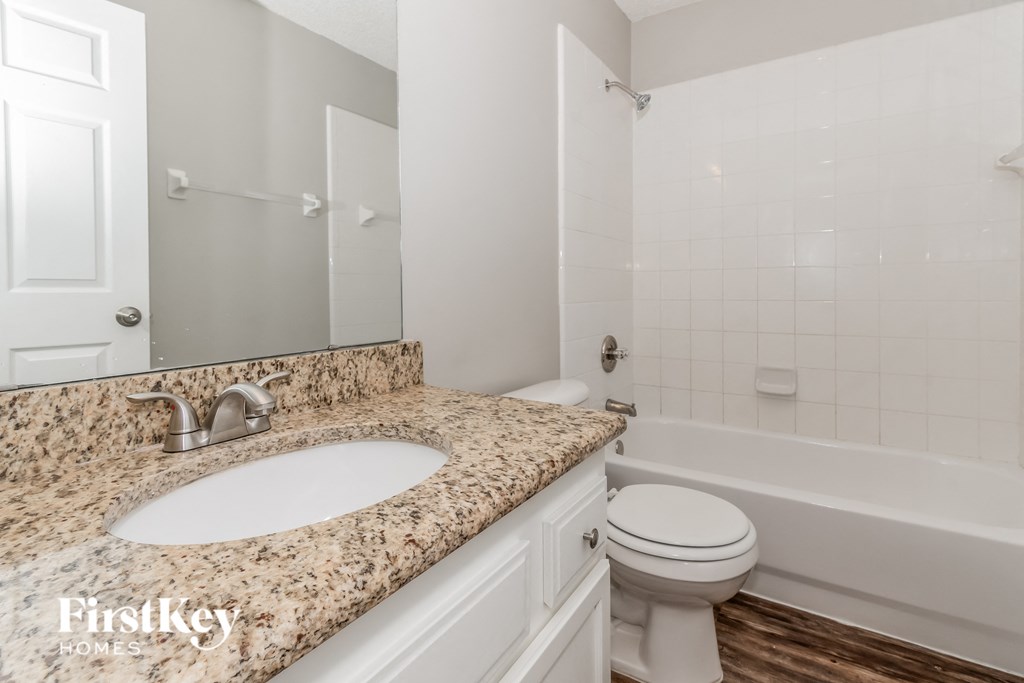 a bathroom with a sink and a toilet and a tub