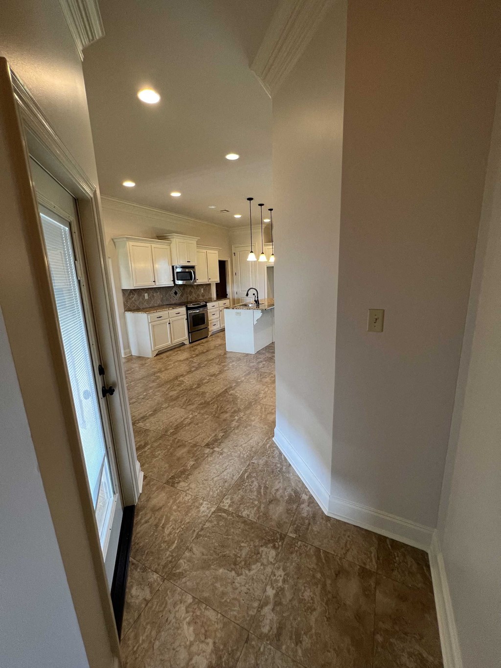 a view of the kitchen from the living room