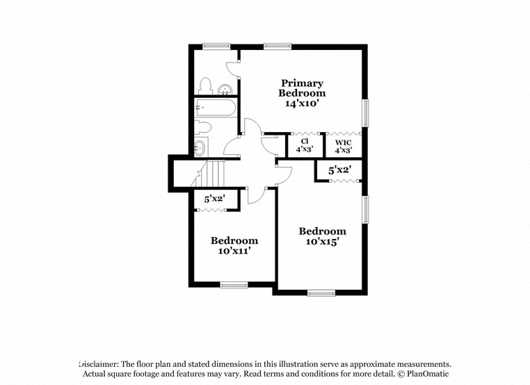 this is the floor plan for a bedroom and bathroom with a closet