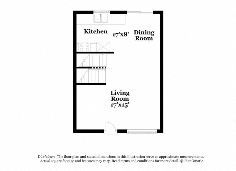 a floor plan of a room with a living room and a dining room