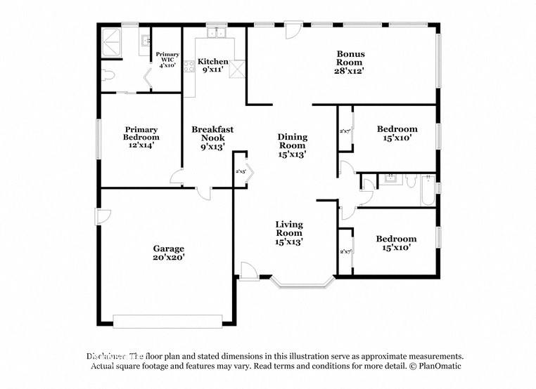 this floor plan is an approximation of our floor plan and may not include all measurements